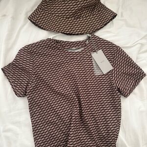 Kith Brown Patterned T-Shirt and Bucket Hat Set